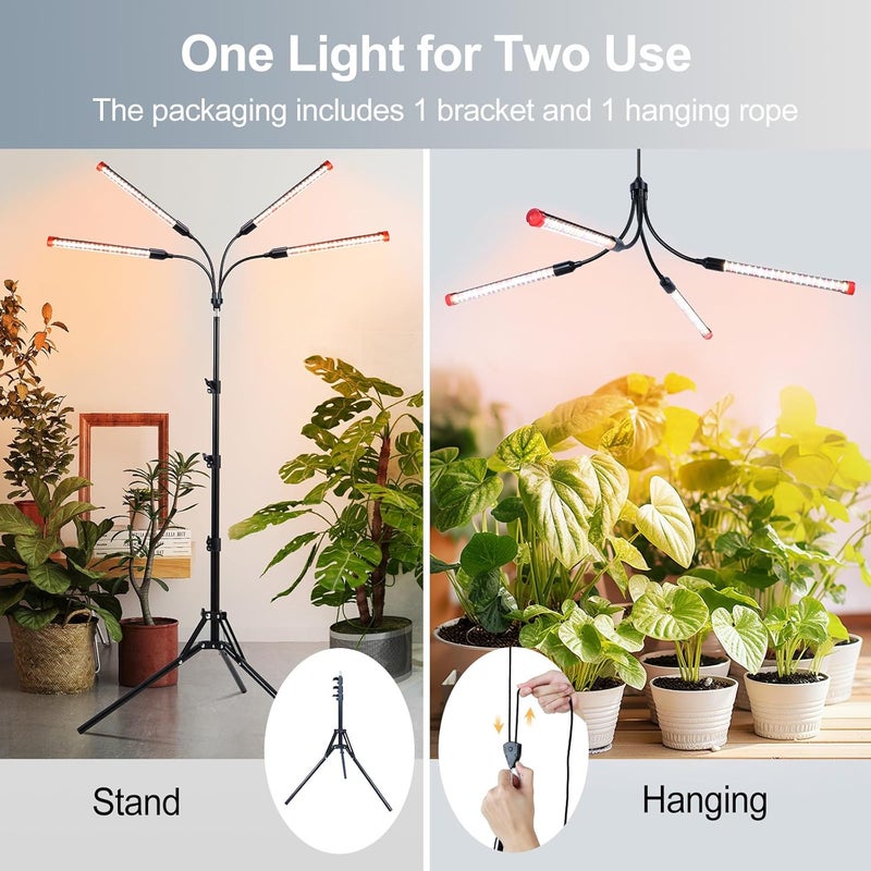 FECiDA Gamechanger! 36W 4Head Grow Light with Tripod Stand, 2025 Big Coverage LED Grow Lights for Indoor Plants, Bonsai Tree, Full Spectrum Tall Plant Growing Lamp 4,8,12,16 Hr Timer - Image 2